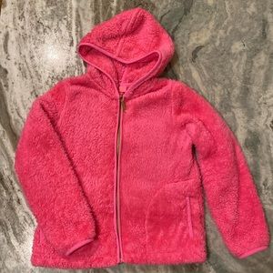 Lilly Pulitzer Girls Rylan Sherpa Zip-Up Jacket L (8-10) Pink Isle